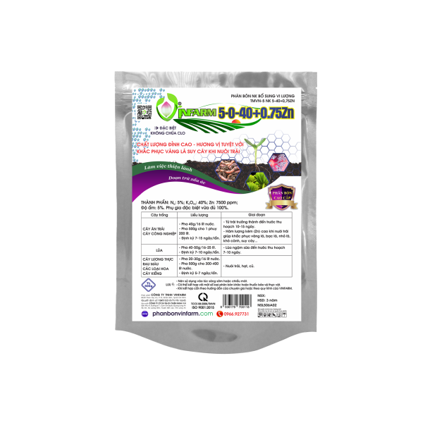 VINFARM 5-0-40 + 0,75Zn (GÓI 500G)